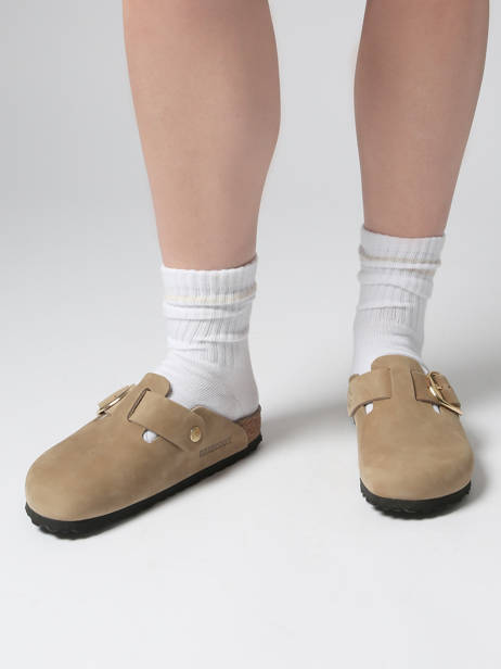 Mules Boston Big Buckle En Cuir Birkenstock Beige women 1030425 vue secondaire 1