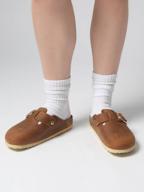 Mules Boston Big Buckle En Cuir Birkenstock Marron women 1030446 vue secondaire 1