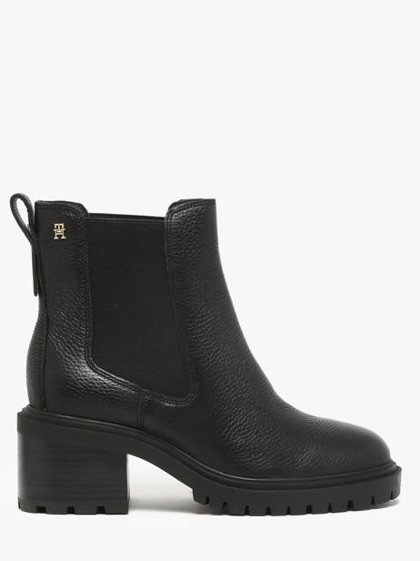 Chelsea Boots à Talon En Cuir Tommy hilfiger Noir women 8774BDS