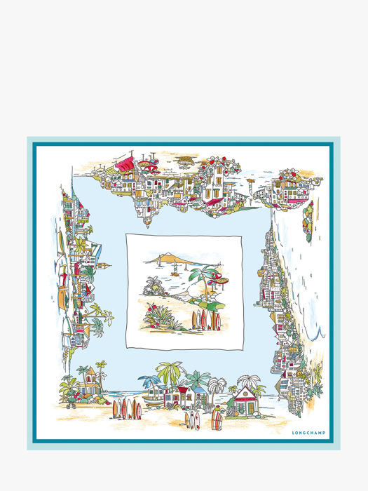 Longchamp Soie gots Scarf Blue