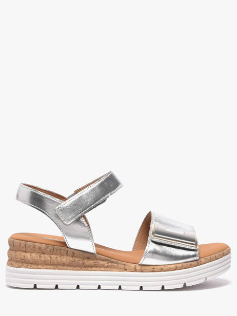 Platform Sandals In Leather Gabor Silver women 10