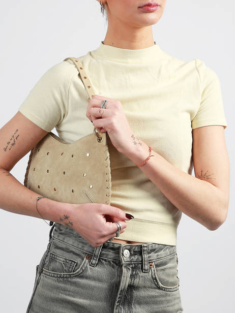 Shoulder Bag Velvet Leather Milano Beige velvet VE25116 other view 1