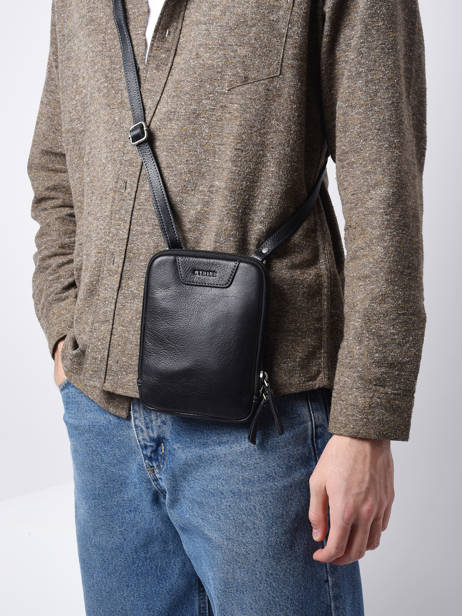 Sac Bandoulière S Foulonné Cuir Etrier Noir foulonne EFOU728S vue secondaire 1